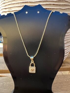14k Gold Plated Padlock Pendant Necklace - Dainty, Minimalist